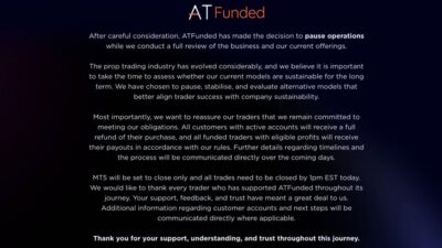 Atfx Suspends Its Prop Trading Operations