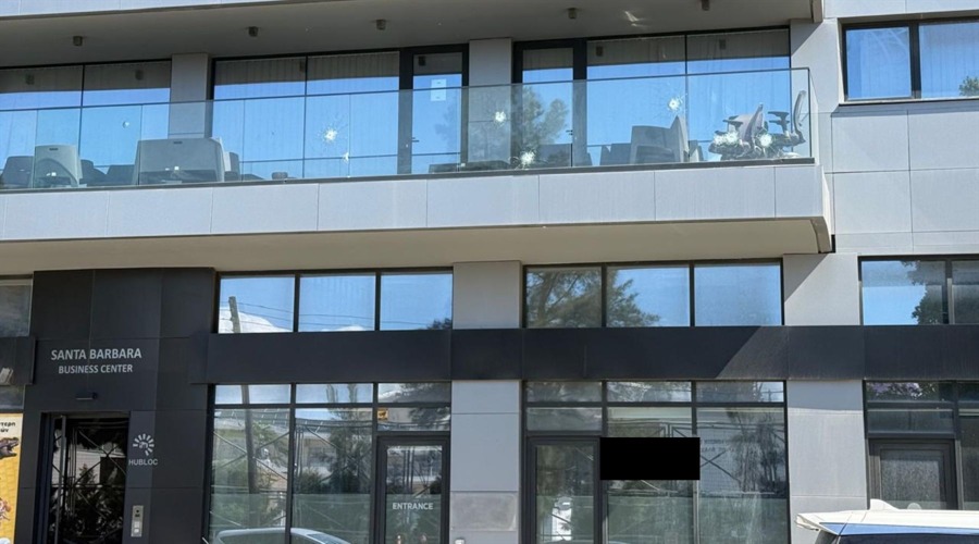 Gunman Targets A Limassol Office Building Housing Multiple Cfd Brokers Bullet20Hole20Marks20On20The20Facade20Of20The20First20Floor20Of20Santa20Barbara20Busine