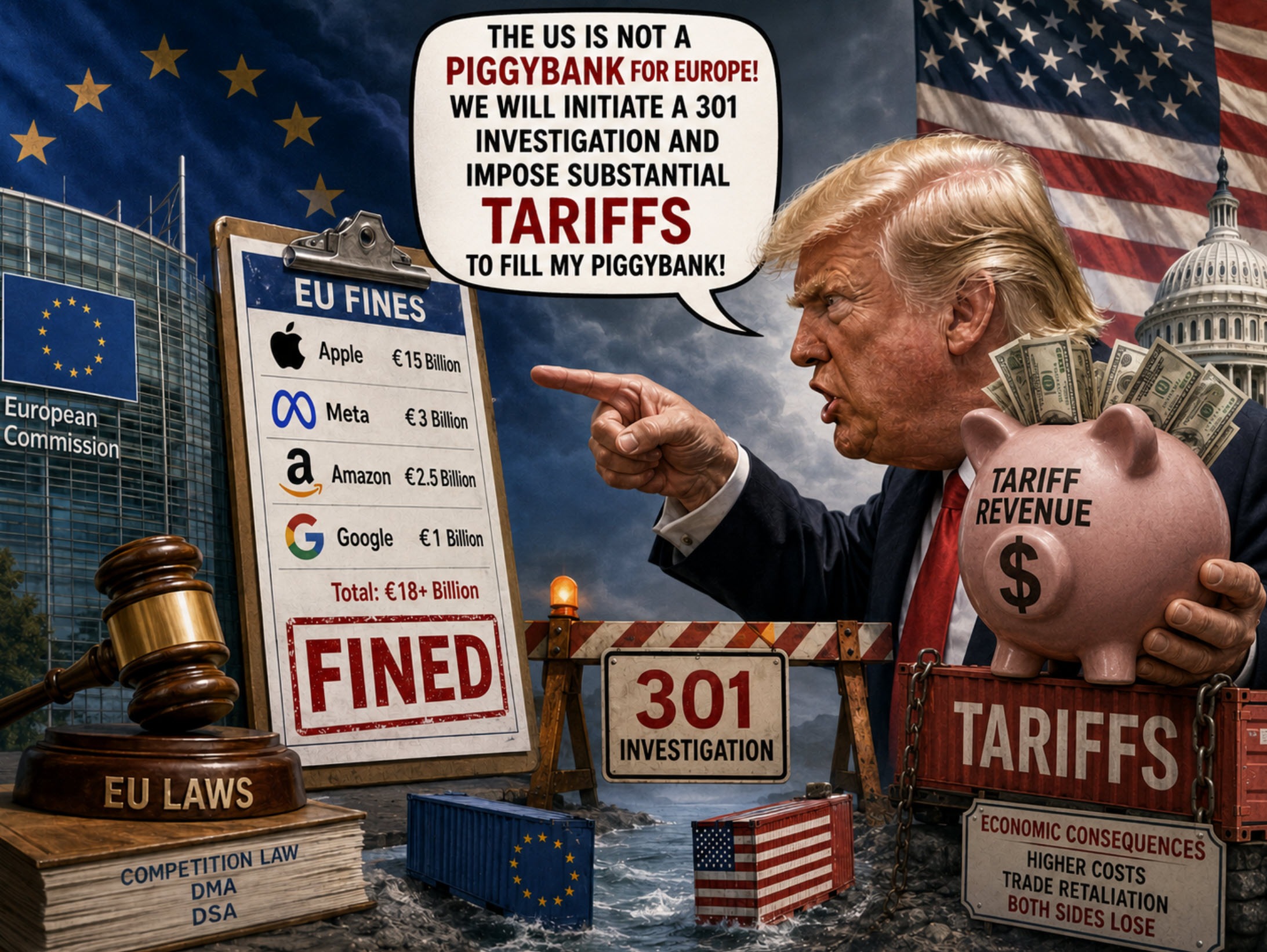 Eu Fines Today, Trump 301 Tariffs Tomorrow? Trump20Tariff20Piggybank Featured 1784916300