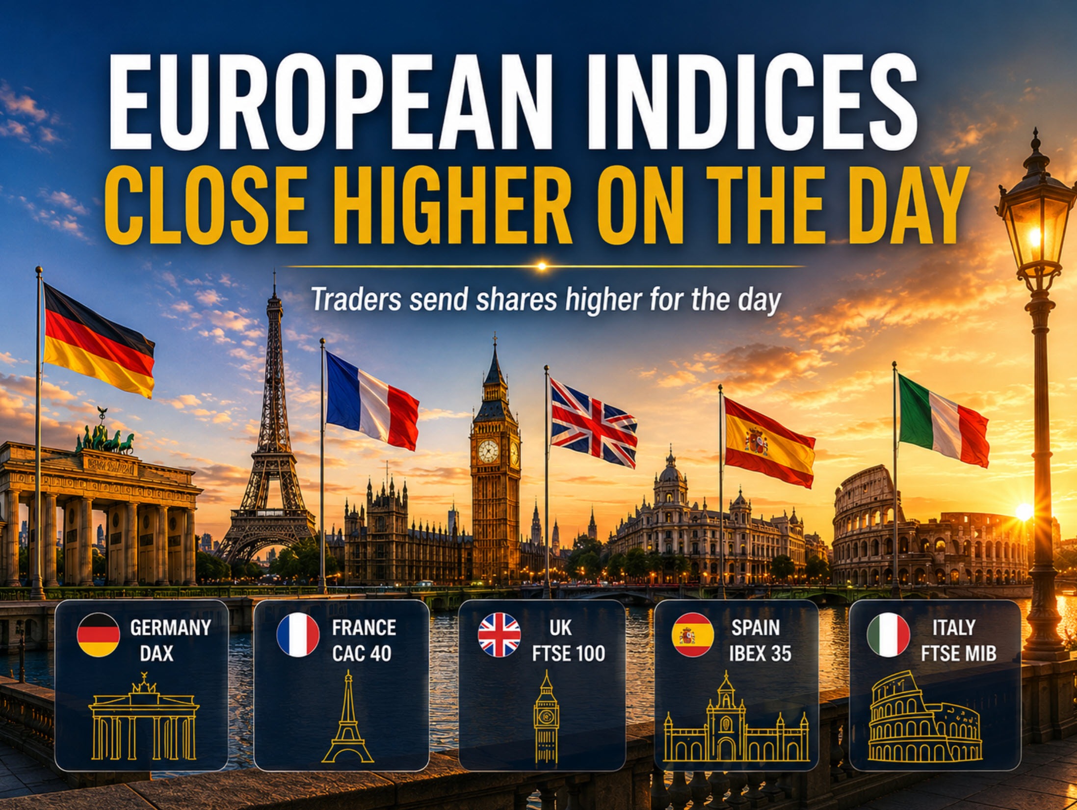 European Indices Close The Day And The Week Mostly Higher. Europe20Shares20Close20Higher Featured 1785514820