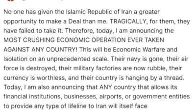 Trump Vows Crushing New Economic Operation Against Iran, Warns Allies Trump20Iran20Economic20Threats202020August202026 Featured 1787180651